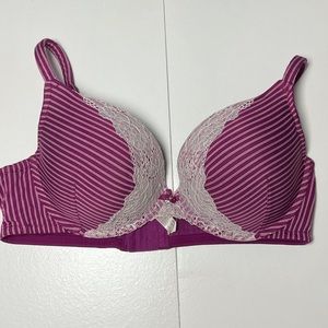 Cacique cotton boost plunge magenta and white bra